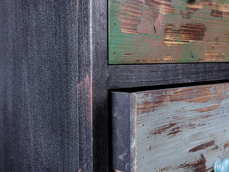 heavy distressed antique finishing drawers